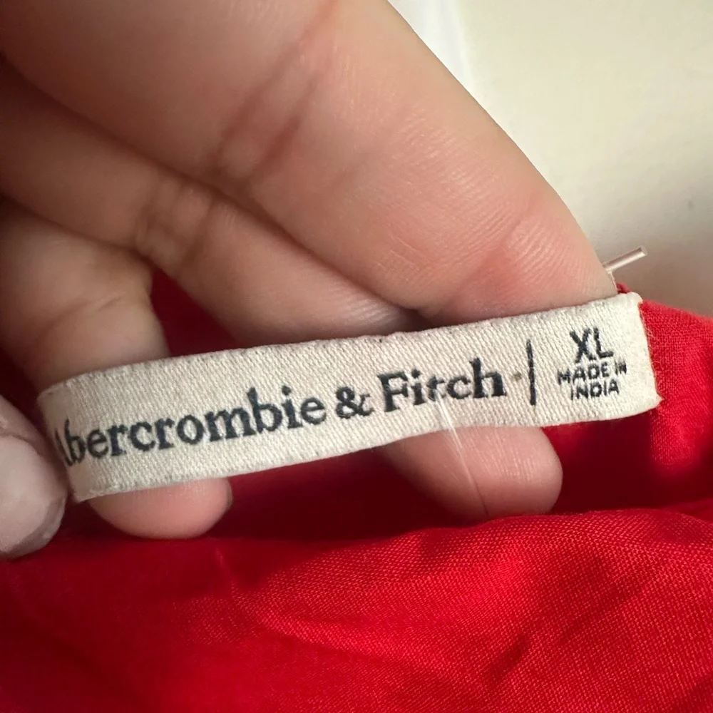 NEW Abercrombie and Fitch Red One Shoulder Cutout Poplin Maxi Dress Size XL